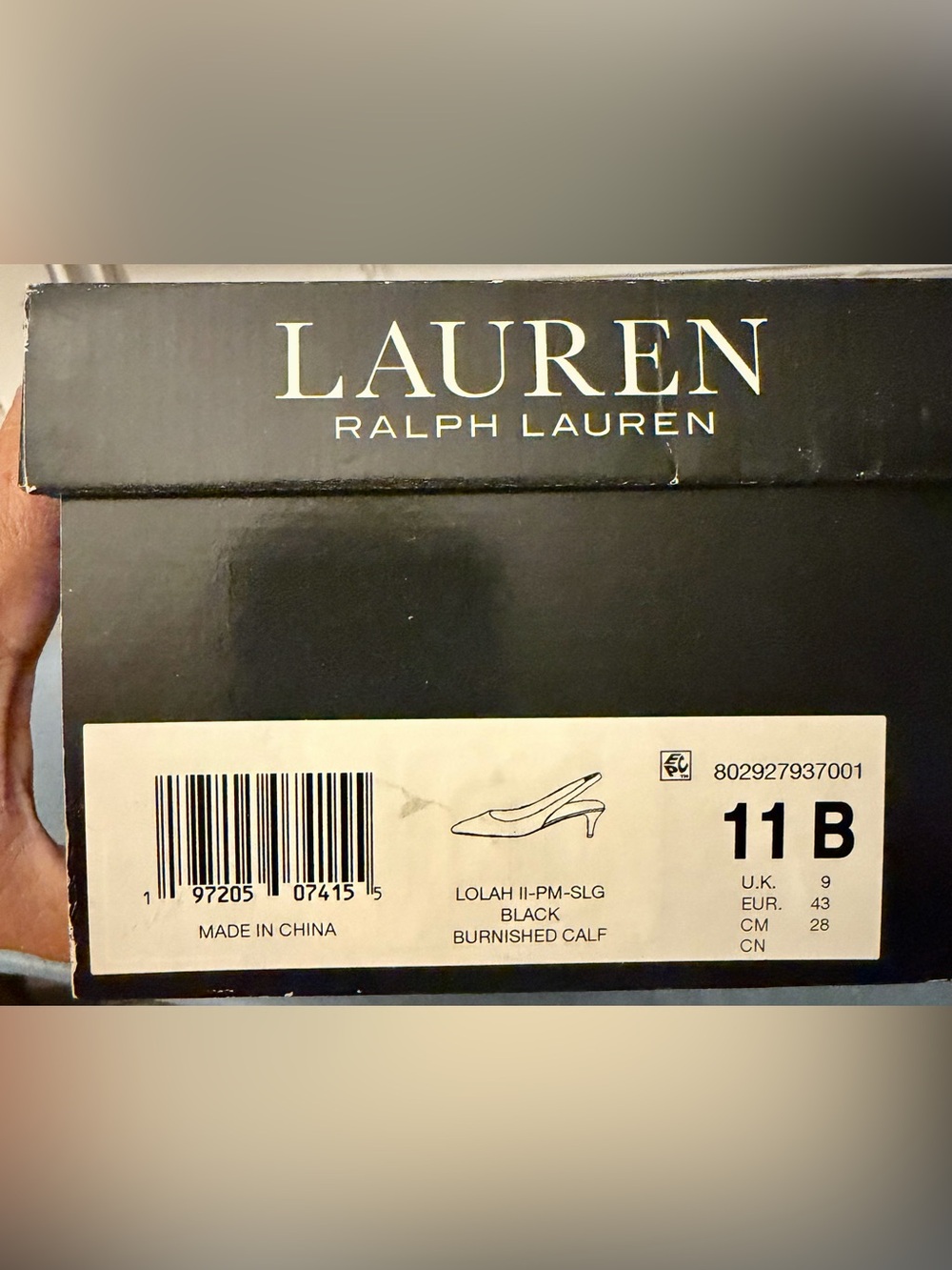 Lauren Ralph Lauren Black Pointed-Toe Leather Slingback Heels size 11 - Picture 8 of 8